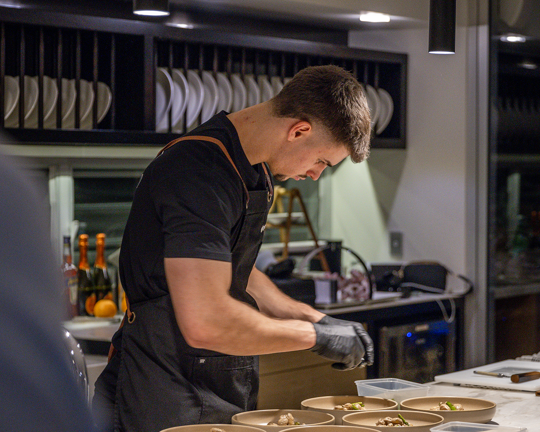 Chef Matt preparing catering for 50th birthday party