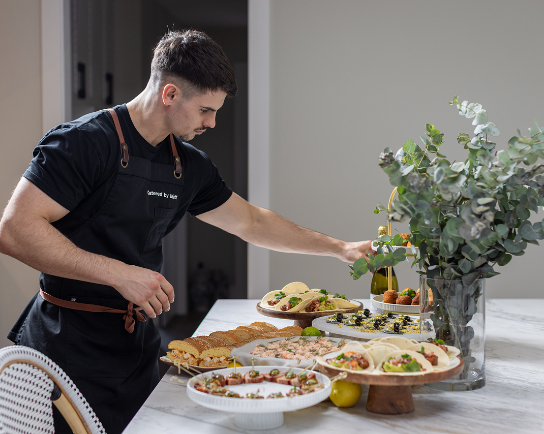 Meeting catering buffet final touches by Chef Matt
