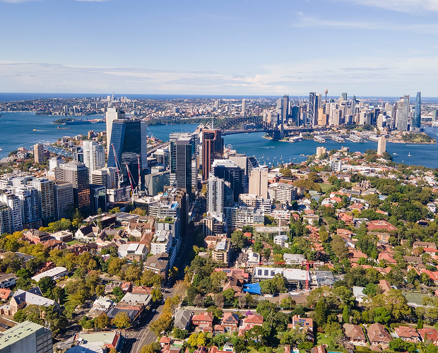 NYE catering panorama over North Sydney and the harbour
