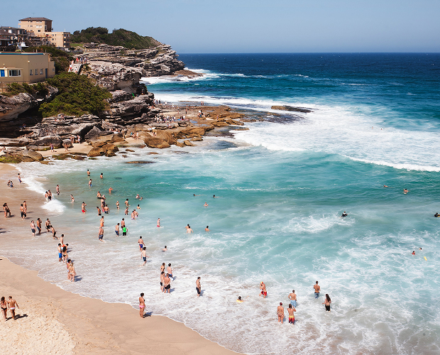 Sparkling Tamarama beach view from catering event balcony