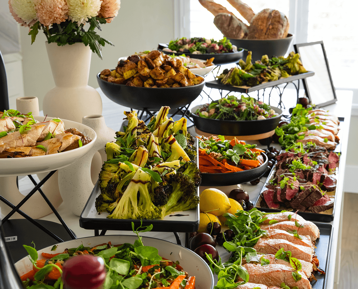 Close up of delicious generous buffet catering plates in Sydney