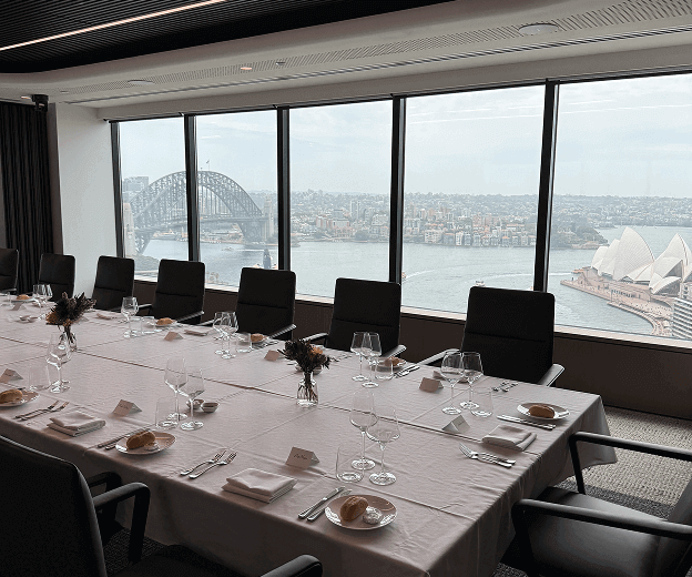 CBM boardroom catering event overlooking Sydney Harbour Bridge