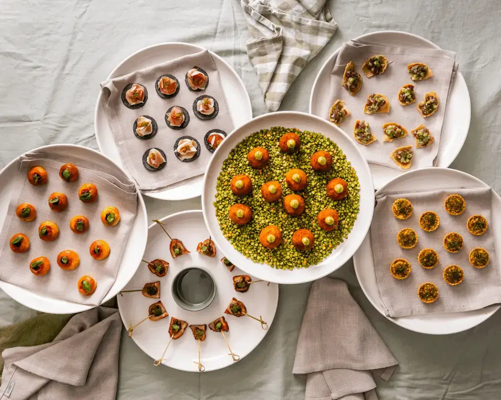 Gourmet canapé catering table set for Sydney event