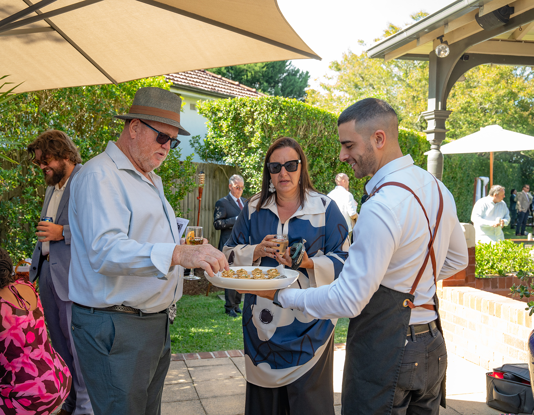 Canapé served to guests at an outdoor team building event