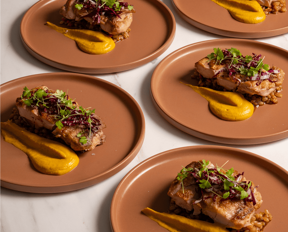Chef-prepared chicken served for office lunch catering in Sydney