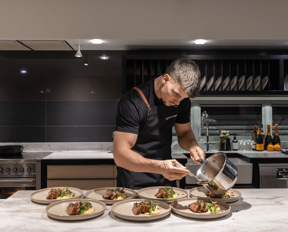 Chef Matt preparing premium dishes for boardroom catering in Sydney