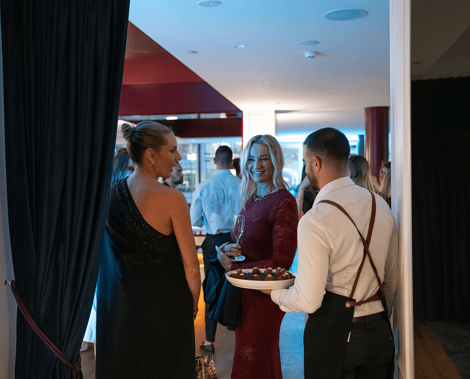 Product launch catering Sydney with canapés served to event guests