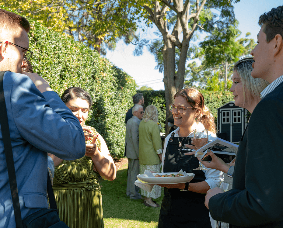 Outdoor wedding catering Sydney with canapé service for guests