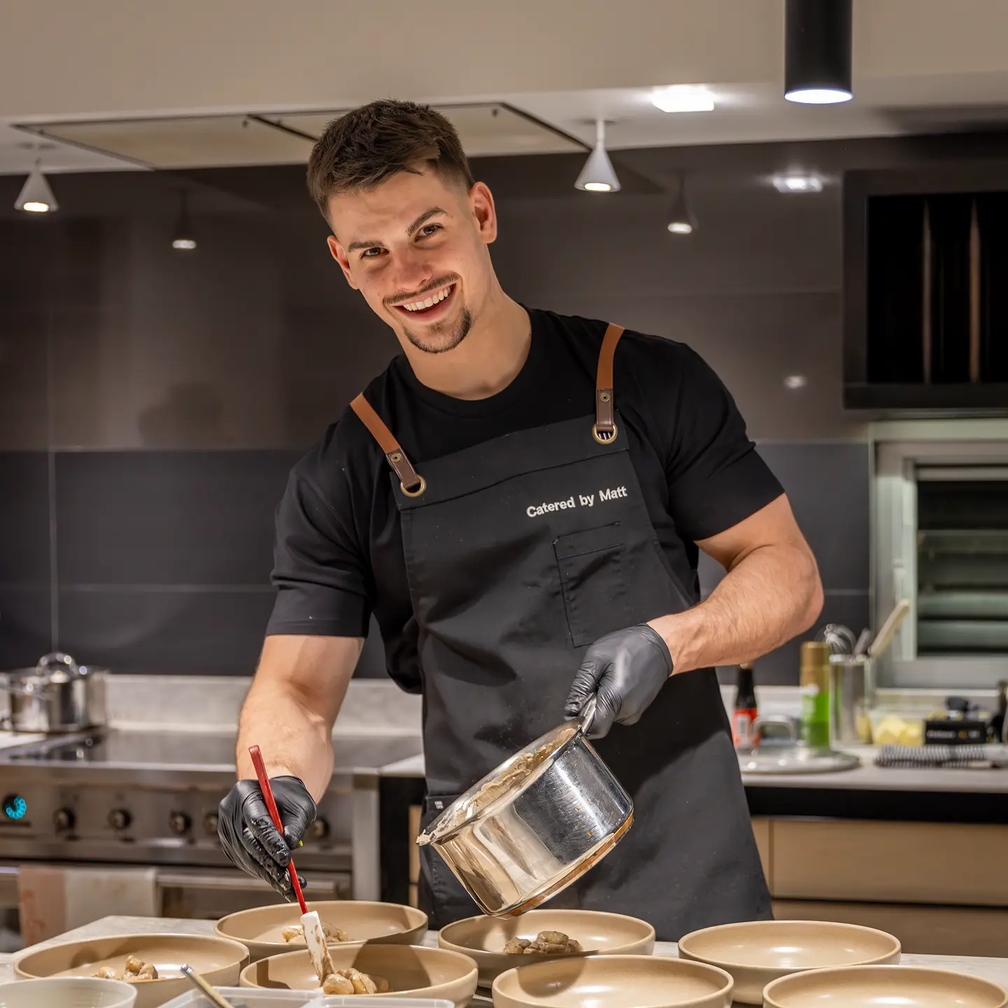 Chef Matt plating dishes - Catering Sydney
