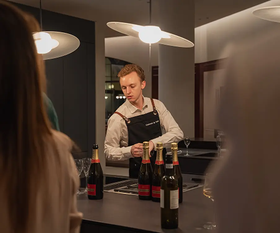Staff setting up drinks service at a Castle Hill event