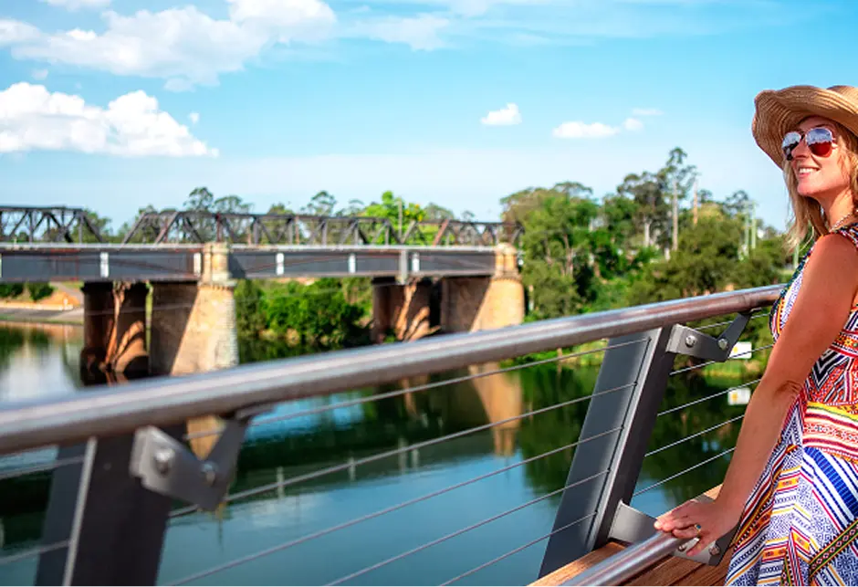 Nepean River and the old rail bridge viewed from a Penrith lookout