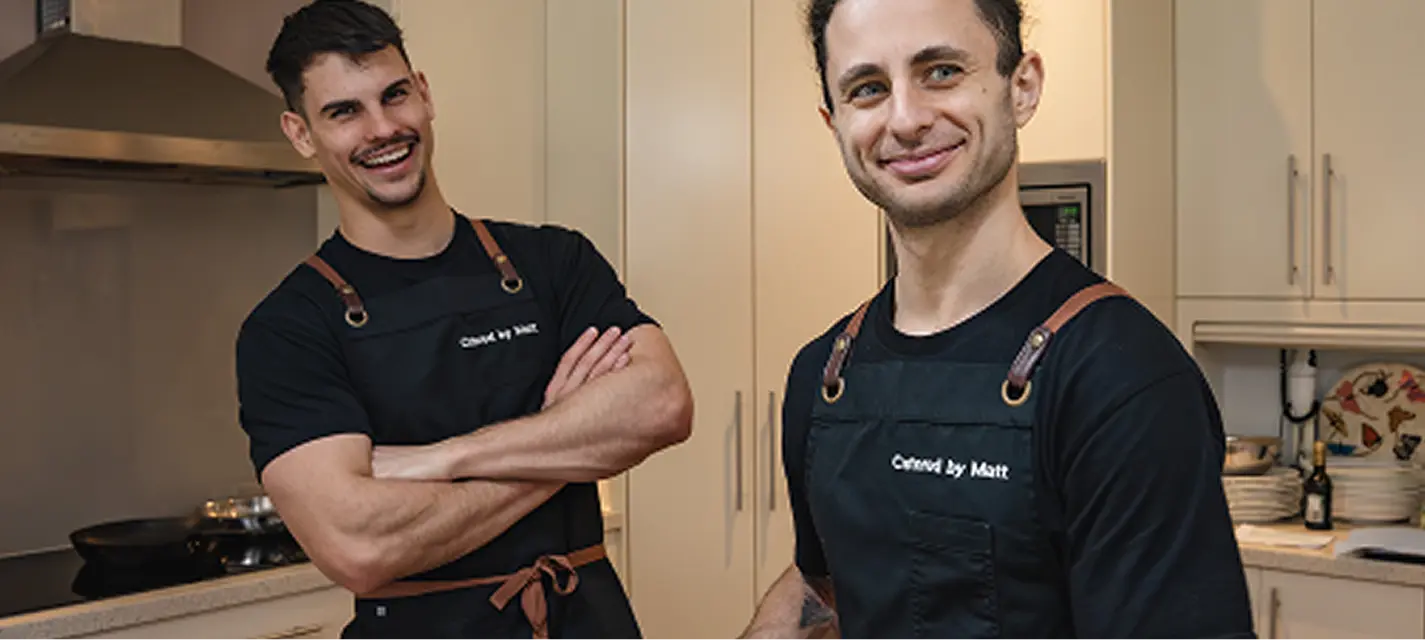 Chefs Matt and Vinnie in the kitchen before an Inner West event