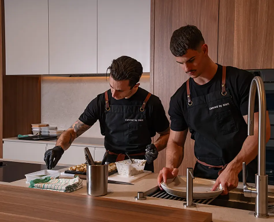  Chefs Vinnie and Matt preparing a private degustation in a Balmain terrace kitchen
