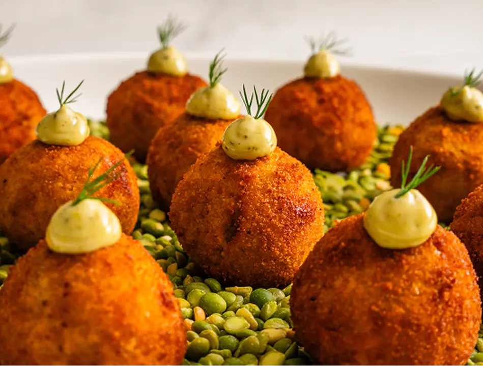 Croquette canapés plated ready for service at a North Shore event