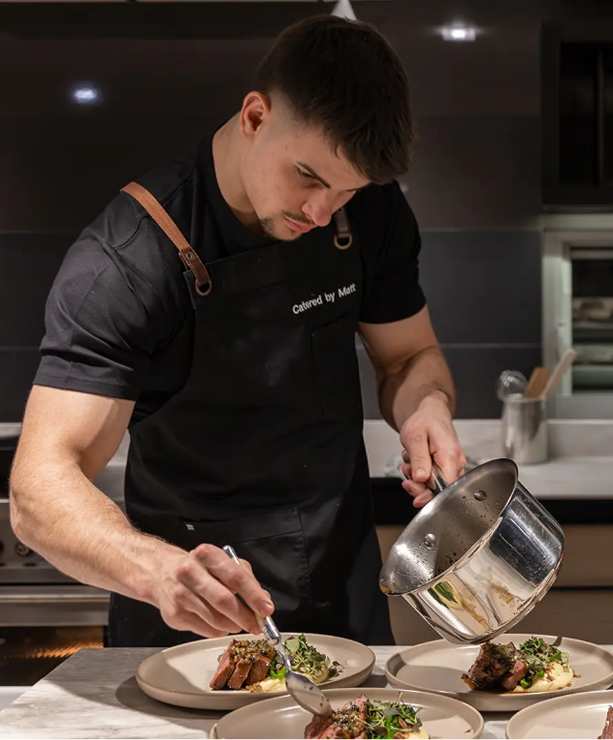 Chef Matt preparing restaurant-quality catering for a Parramatta event