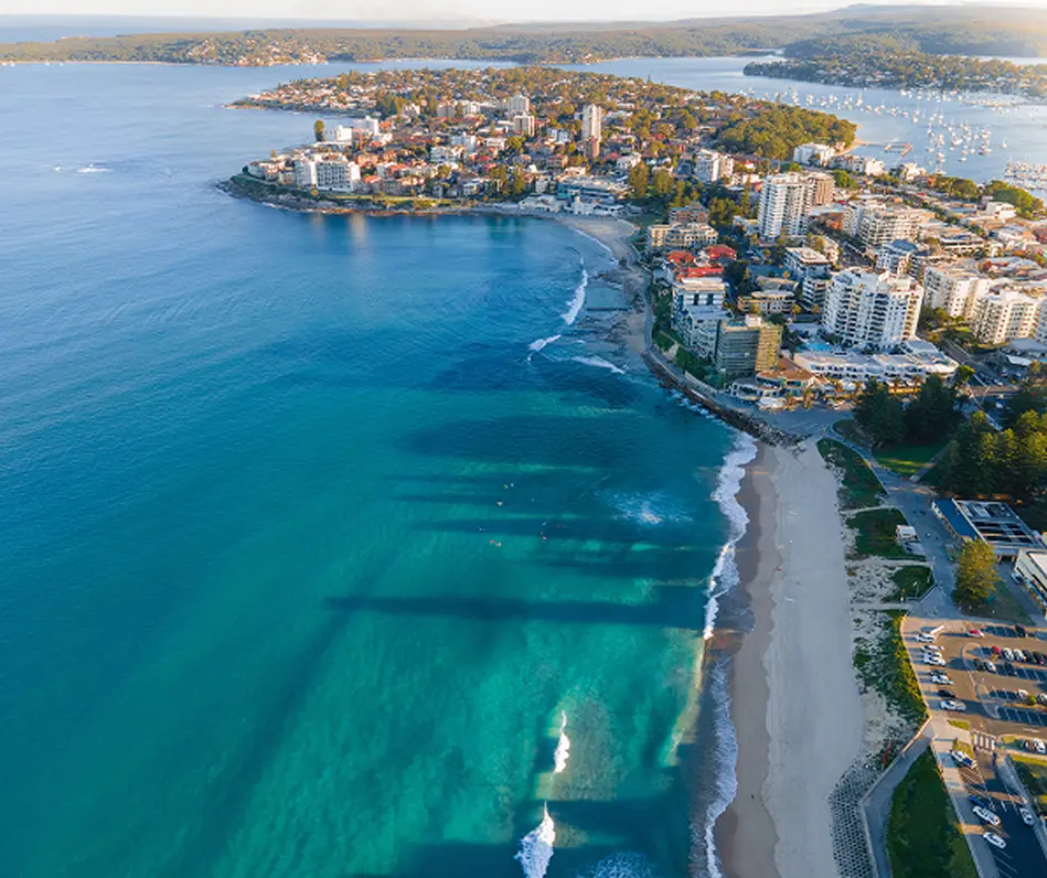 Aerial view of Cronulla beach and the Sutherland Shire coastline