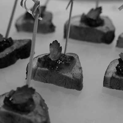 Close-up of gourmet canapés at Sydney product launch
