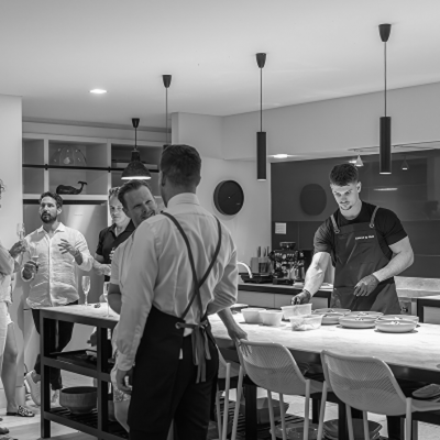 Chef Matt and team preparing meals for Sydney business meeting