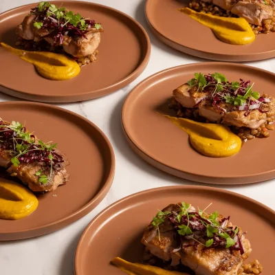 Perfectly plated eye fillet ready for five-star family engagement party catering