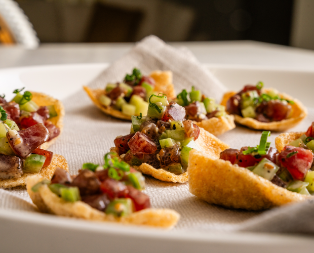 Handcrafted bright canapés for corporate cocktail catering